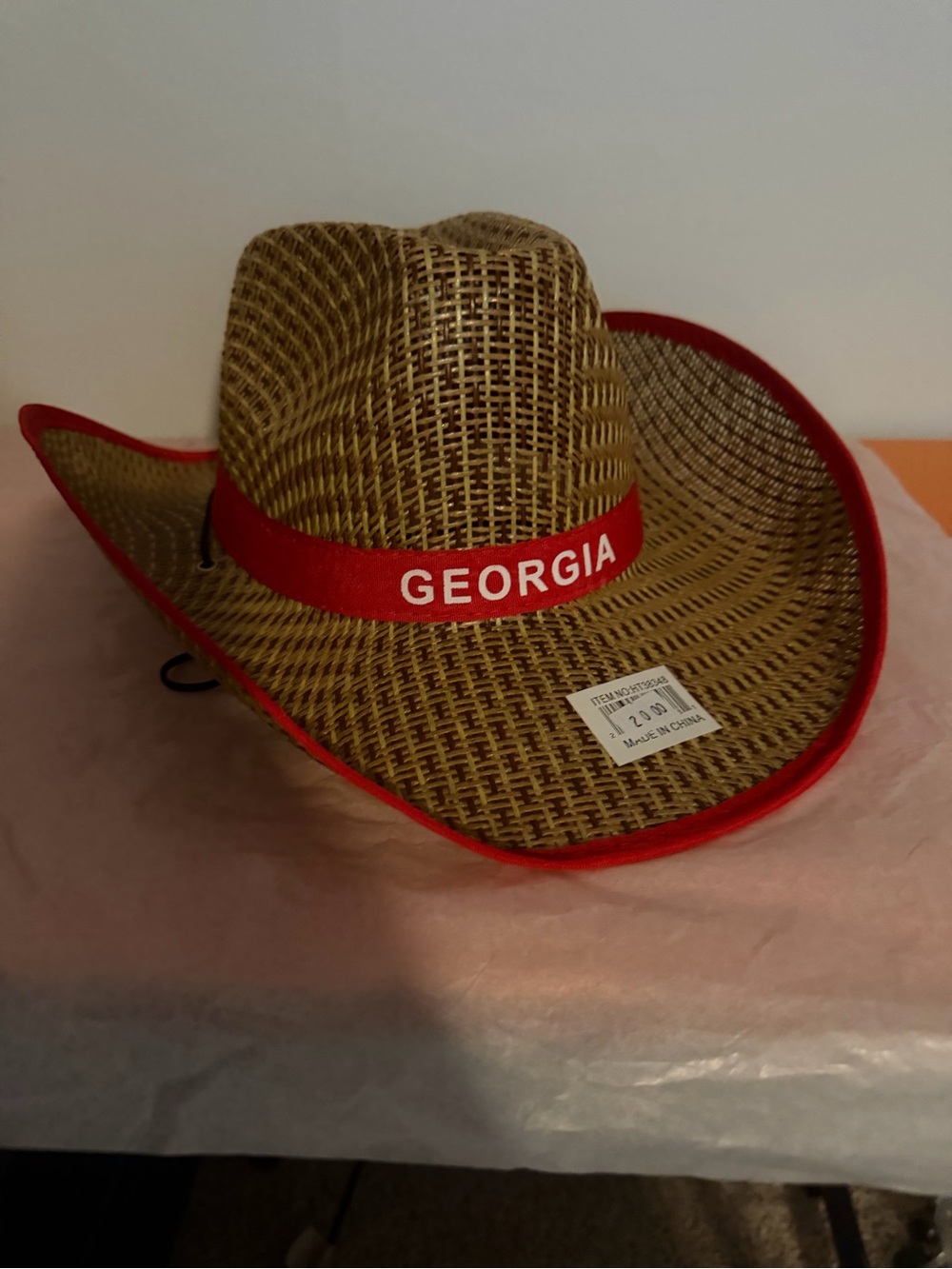Georgia Straw Cowboy Hat with Red Trim